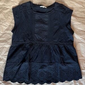 Lucky Brand S Black Blouse casual cotton top for women